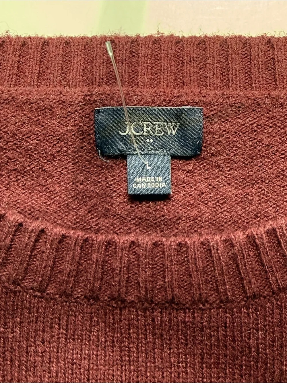 Men’s J. Crew Maroon Super Soft Lambs Wool Blend Long Sleeve Sweater M NWOT